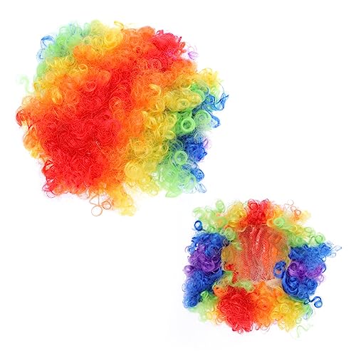 BESTYASH Bunte Clown-perücke Vollfarbiges Haarteil Aus Strapazierfähiger Chemiefaser Mit Clown-nasen-dekoration Für Kostümbälle Und Halloween von BESTYASH