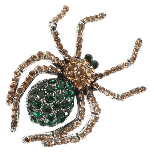 BESTYASH Halloween Spinnenbrosche Vintage Stil mit Grünen Strasssteinen Tier Anstecknadel für Damen und Herren Modisches Schmuck Accessoire für Kleidung Jacken und Taschen von BESTYASH