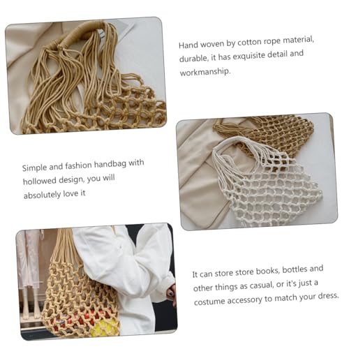 BESTYASH Handgefertigte Hohle Geflochtene Strandtasche aus Braunem Material Leichte Umhängetasche für Damen Modische Schultertasche für Reisen Shopping Party und Alltag Einzigartiges von BESTYASH