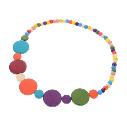 BESTYASH Bunte Holzperlen Halskette Für Damen Handgefertigter Ethnisch Boho Schmuck Tribal Stil Perlenkette Statement Accessoire Für Frauen von BESTYASH