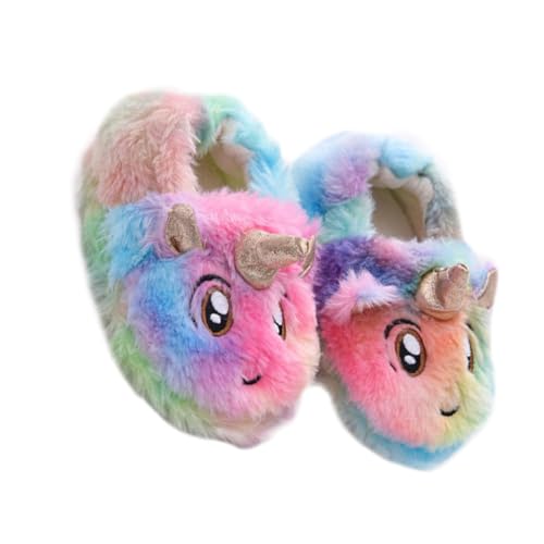 BESTYASH Hausschuhe Flauschig Winterwarm Plüsch Slippers mit Einhorn Cartoon Motiv Rutschfest Weiche Innenlänge für Mädchen Jungen Zuhause und Freizeit von BESTYASH