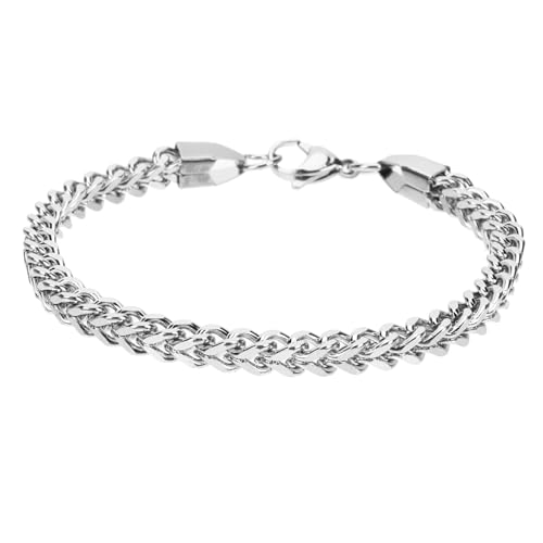 BESTYASH Herren Armband Stahlfarbe Langlebiges Metall Wrist Chain Modisches Schmuckstück für Männer Geschenkidee für Geburtstag und Feiertage Vielseitig Tragbar und Robust von BESTYASH