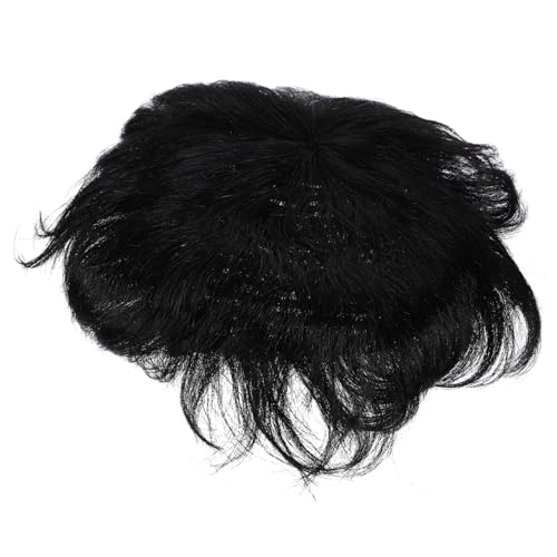 BESTYASH Herren Echthaar Haarteil Unsichtbares Bald Patch Schwarz für Natürliche Haarverlängerung Atmungsaktiv und Langlebig für Tägliches Tragen oder Besondere Anlässe von BESTYASH