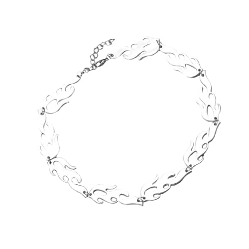 BESTYASH Herren Halskette mit Flammenanhänger Silberfarbener Dekorativer Schmuck im Hip Hop Stil Langlebige Passend zu Lässiger und Urbaner Kleidung Geschenkidee für Männer von BESTYASH