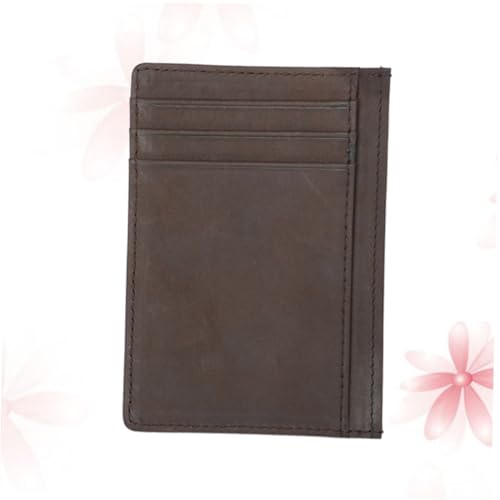 BESTYASH Herren Münzfach Portemonnaie Unisex Vintage Kreditkartenetui Kompaktes Kreditkartenetui aus Rindslederoptik für Alltag und Reisen Kaffee von BESTYASH