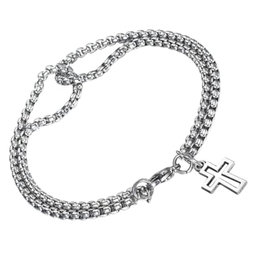 BESTYASH Herrenarmband Kreuz Design Doppelgliedrige Kettenarmband Verstellbar Modisch Robust Komfortabel von BESTYASH