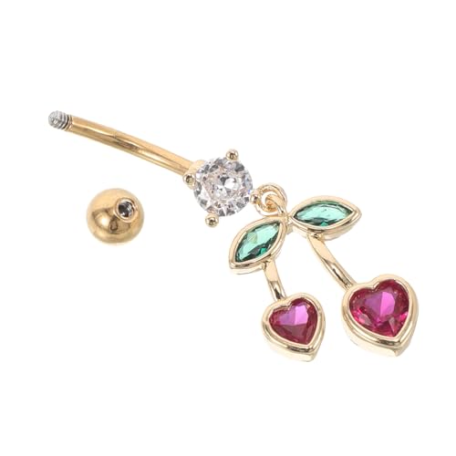 BESTYASH Herz kirsche Bauchnabelpiercing Edelstahl Bauchring Modisch Dangle Schmuck für Frauen Hautfreundlich Langlebig Trendiger Nabelring von BESTYASH