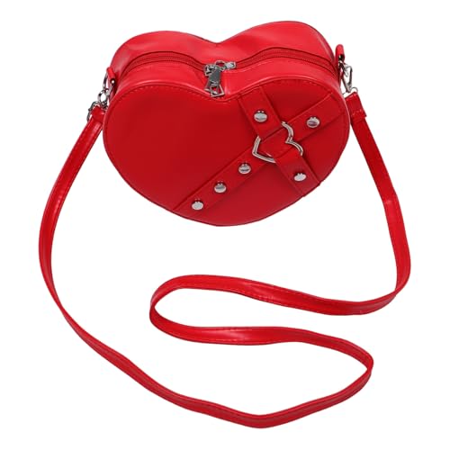 BESTYASH Herzförmige Damen-umhängetasche aus Kunstleder mit Verstellbarem Riemen Dekorative Schultertasche in Rot Modische Crossbody-bag für Alltag und Partys von BESTYASH