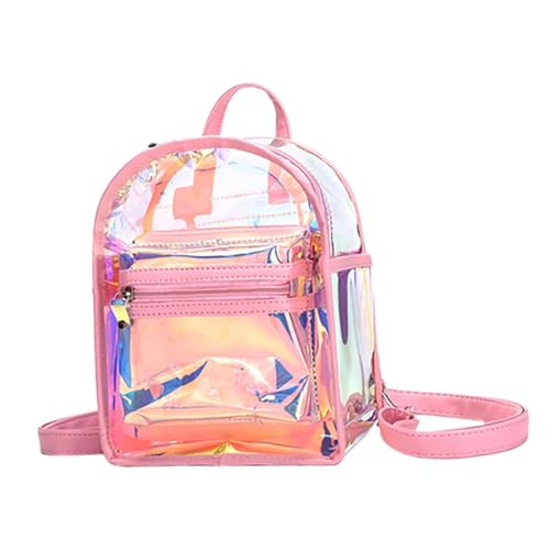 BESTYASH Holographischer Rucksack Für Frauen Transparenter Kleiner Rucksack Für Konzerte Vielseitige Make-up-Tasche Leuchtende Handtasche Für Reisen Und Alltag von BESTYASH
