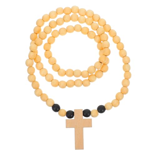 BESTYASH Holzkreuz Halskette Herren Kurz Stilvoll Leicht Tragbar Ergonomisch Komfortabel Vintage Design Für Christliche Gläubige Unisex Modisches Accessoire von BESTYASH