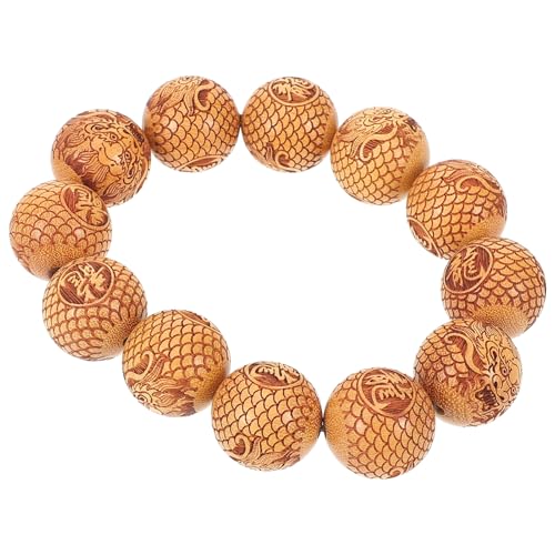 BESTYASH Holzperlen Armband Damen Carving Schmuck Handgefertigt Komfortabel Freundschaftsarmband Natürliches Design Unisex Geschenkidee für Muttertag Weihnachten Valentinstag von BESTYASH