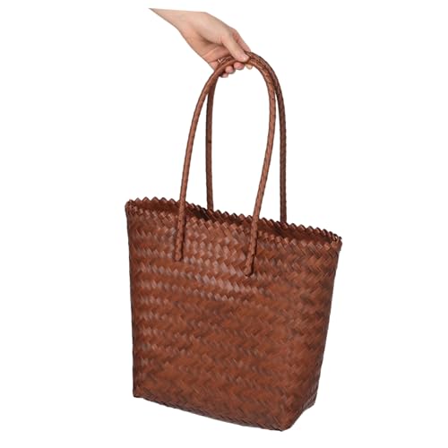 BESTYASH Imitation Rattan Handwoven Schultertasche Boho Stil Leichte Strandtasche Mit Langem Gurt Für Einkaufen Reisen Und Alltag von BESTYASH