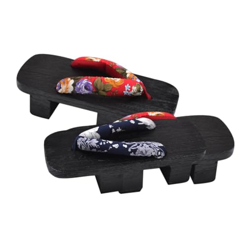 BESTYASH Japanische Clogs Sommer Holzsandalen mit Blumendesign Zweizähnige Plattform Slipper Komfortabel Robust Slip für Damen und Herren Freizeit und Party Geeignet von BESTYASH