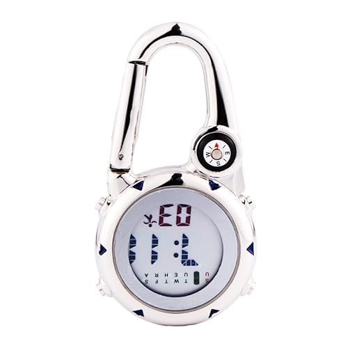 BESTYASH Karabinerhaken-Uhr Zum Aufhängen Robustes Material Outdoor-Accessoire Camping-zubehör Blau Runde Form Präzise Zeitanzeige Praktisches Design Für Abenteuer von BESTYASH