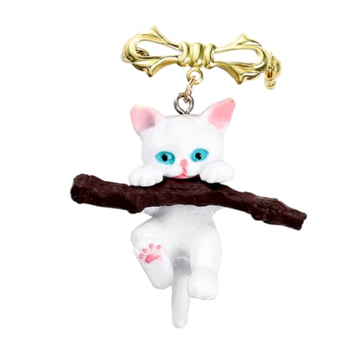 BESTYASH Katzenbrosche mit Zweig Motiv Modische Anstecknadel aus Robustem Legierungs Harzmaterial Farbenfroh und Stilvoll als Geschenk für Alltag und Partys Geeignet von BESTYASH