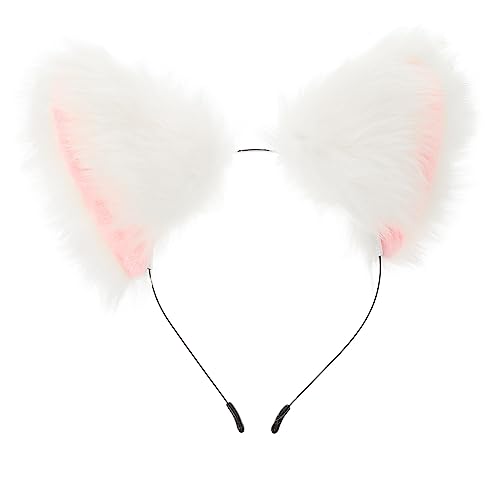 BESTYASH Kawaii Furry Tierohren Haarreifen für Cosplay Plüsch Fuchs Ohren Kopfbedeckung Süßes Kostümzubehör für Halloween Karneval und Partys von BESTYASH