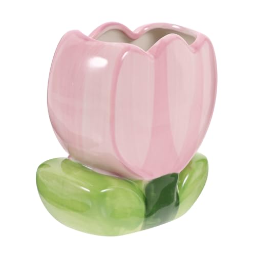 BESTYASH Keramik-aufbewahrungsbehälter Für Make-up-pinsel Stiftebecher Mit Tulpendesign Schreibtisch-organizer Für Stifte Und Kosmetik Einfach Zu Reinigen Und Pflegen von BESTYASH