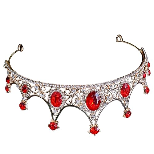 BESTYASH Kinderkrone Braut Erwachsene Party Junggesellin Zubehör Mädchen Hochzeitskopfschmuck Geburtstagskönigin Kronen für Bräute Tiara-Kronen Geburtstagsfe-tiara Zinklegierung rot von BESTYASH