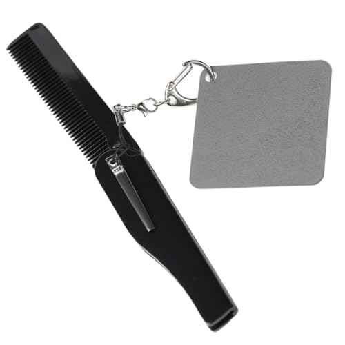 BESTYASH Kleiner Klappkamm für Männer Faltbarer Feinzahnkamm mit Schlüsselanhänger und Spiegel Tragbarer Bartkamm für Reisen Kompakt und Leicht für Persönliche Pflege von BESTYASH
