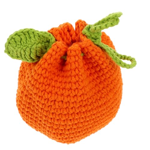 BESTYASH Handgemachte Kleine Geldbörse Mandarinenform Strick-münzbeutel Für Frauen Tragbare Aufbewahrungstasche Für Münzen Schlüssel Und Kleine Gegenstände Für Reisen Und Alltag von BESTYASH