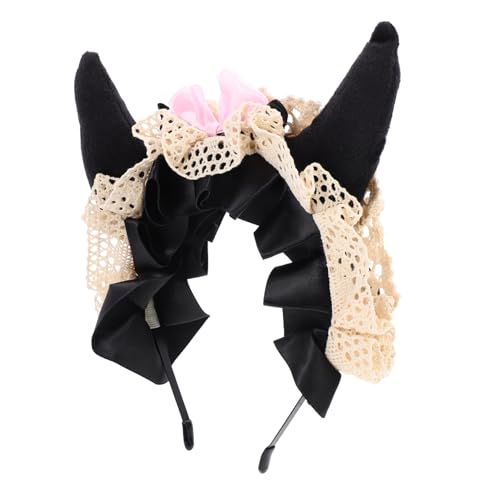 BESTYASH Dekorativer Haarreif Mit Teufelshörnern Und Spitzenbögen Halloween Haarschmuck Für Kostüme Faschingspartys Und Cosplay Events Elastischer Kopfschmuck Für Damen von BESTYASH
