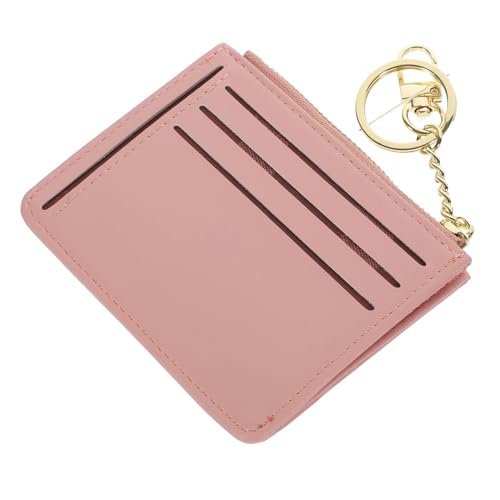 BESTYASH Kleines Damen Portemonnaie mit Schlüsselanhänger Stylische Mini Geldbörse Mehrschichtiges Kartenetui Einfaches Langlebiges Material für Alltag und Reisen Modisches Rosa Design von BESTYASH