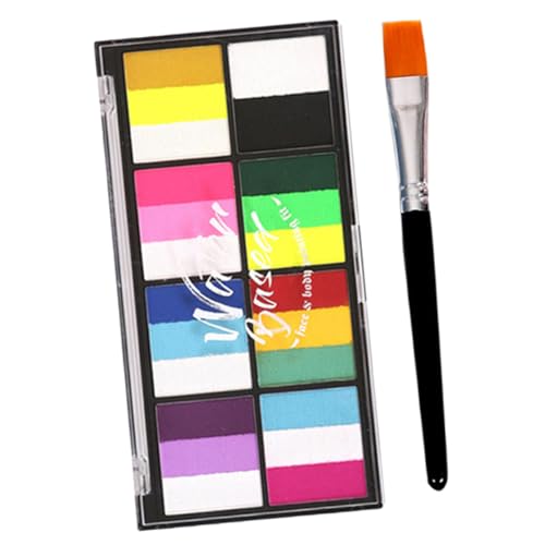 BESTYASH Körperfarbe Satz 8 Farben Wasserlöslich für Halloween Partys Mehrzweck Gesichtsfarbe Pigment für Kinder Erwachsene Leicht zu Reinigen Tragbar von BESTYASH