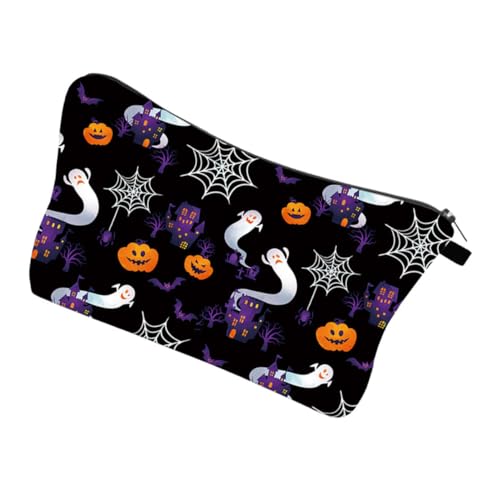 BESTYASH Kompakte Kosmetiktasche für Damen Tragbare Make Up Tasche mit Reißverschluss Multifunktionale Aufbewahrung für und Toilettenartikel Einzigartiges Digitales Halloween Design von BESTYASH