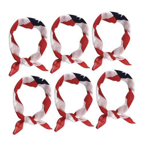 BESTYASH 6stücke Schal Rot Mit Nationalflaggen-print Quadratischer Stoffschal Halstuch Für Damen Und Herren Diy-halskapuze Haarband Für Drinnen Und Draußen von BESTYASH
