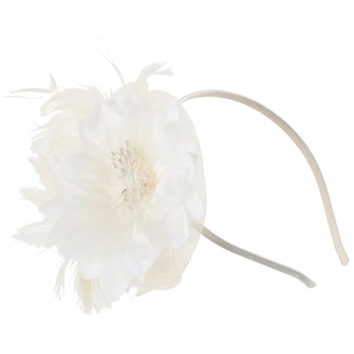 BESTYASH Kopfschmuck für die Teeparty Frauen wedding hair accessories brauthaatschmuck Haarschmuck für Brautkleid Perlen Hochzeits-Fascinator-Hut Haarschmuck für die Braut Feder von BESTYASH