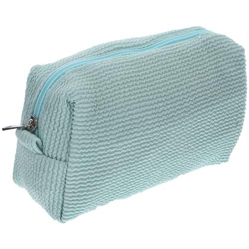 BESTYASH Kosmetiktasche für Damen Tragbare Make Up Tasche mit Großem Fassungsvermögen für Reisen und Täglichen Gebrauch mit Reißverschluss und Praktischem Griff Grün Wellenmuster von BESTYASH
