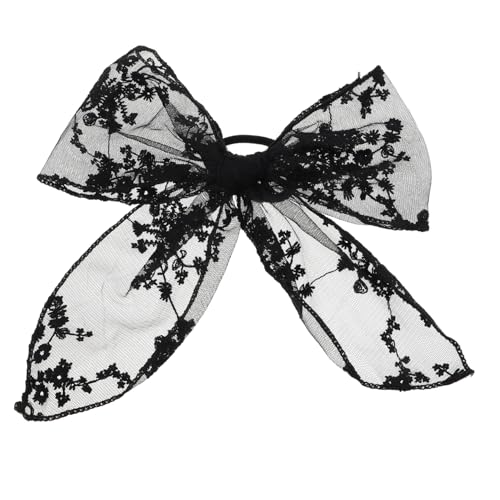 BESTYASH Haarschleifen Mit Spitzenstickerei Haargummi in Schwarz Vintage-haarschleifen Für Damen Haarband Mit Schleife Haarseil Für Pferdeschwanzhalter Haargummis Für Schule Und Strand von BESTYASH