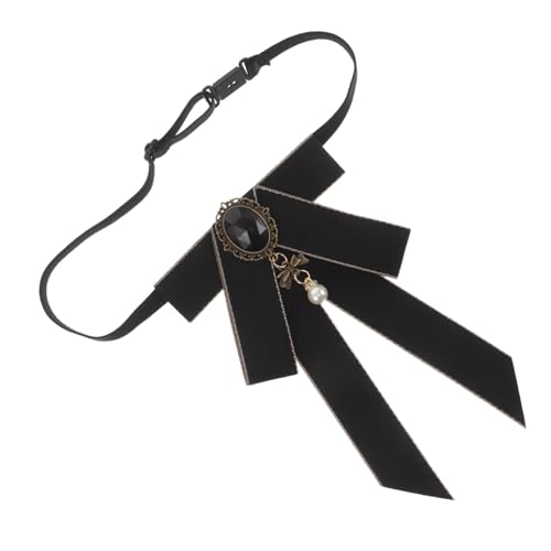 BESTYASH Damen Krawatte Mit Perlen Und Strass Vorgebundene Schleife Aus Ripsband Für Schuluniformen Vintage-stil Für Mädchen Und Frauen Vielseitiges Accessoire Für Anlässe von BESTYASH