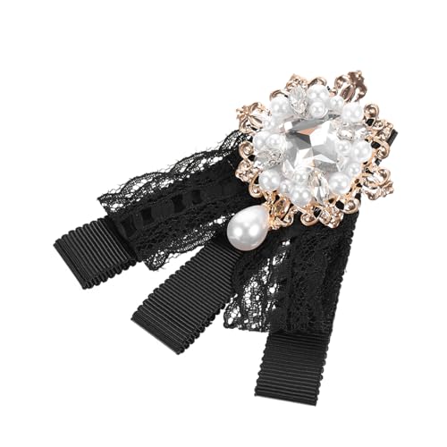 BESTYASH Krawatte Spitzenbesatz Fliege Broschennadel Aus Band Bogen-shirt Binden Retro-blumenbrosche Stellnadel Schmuck Kleidung Kragen Zubehör Kleidung Accessoires Legierung Black von BESTYASH