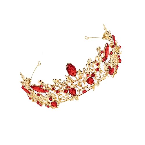 BESTYASH Kristallbesetzte Braut Tiara Krone Gold Rot Hochzeits Haaraccessoire aus Langlebiger Legierung Leichtes Brautkopfschmuck für Hochzeit Verlobung und Festliche Anlässe von BESTYASH