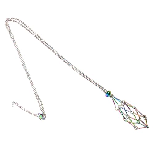BESTYASH Kristallhalter Halskette Metall Anhänger Hohlkristall Käfig Schmuck Damen Verstellbare Kette Elegant für Party Geburtstag Alltag von BESTYASH