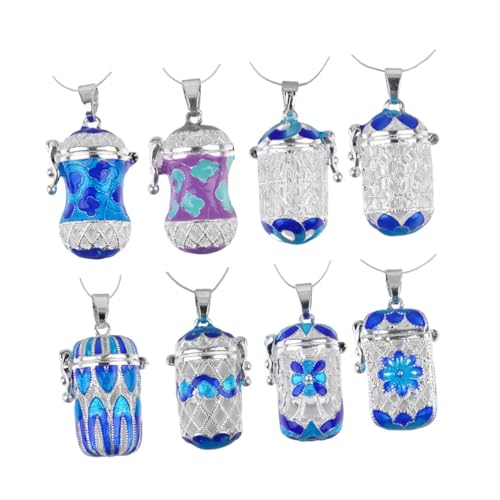 BESTYASH Kupferlegierung Aromatherapie Anhänger Offenbarer Duftanhänger für Ätherische Öle Blau Quadratisch DIY Halskette Schmuckzubehör Langlebiger Parfümhalter mit Sicherem Verschluss von BESTYASH