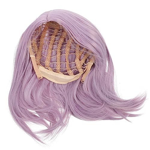 BESTYASH Kurze Gerade Perücke für Damen Stylische Bob Frisur Hitzebeständige Synthetikhaar Perücke Helllila für Cosplay Partys und Täglichen Gebrauch Natürlicher Look Atmungsaktiv und von BESTYASH