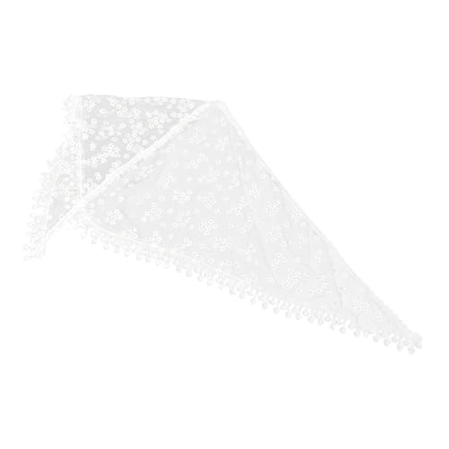 BESTYASH Weißer Spitzenschal Gehäkelter Halskettenschal Dreieckiges Kopftuch Quastenschal Fransenschal Für Damen Dreiecksschal Häkelschal Modischer Vielseitiger Dreiecksschal Gestickte von BESTYASH