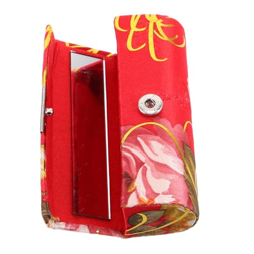 BESTYASH Reise-Make-up-Organizer Tragbare Kosmetiktasche Für Damen Lippenstifttasche Für Mädchen Mit Spiegel Besticktes Lippenstiftetui Aus Seide Kompakter Kosmetik-Organizer Vintage-kosmet von BESTYASH