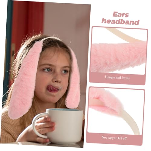 BESTYASH Looping Kaninchen Haarschmuck Ohren Hasenhaarbänder Plüsch Stirnband Flauschige Kaninchen Kopfbedeckung Tierohr Party Kopfschmuck Kaninchenohr Haarreifen Haarband Rosa von BESTYASH