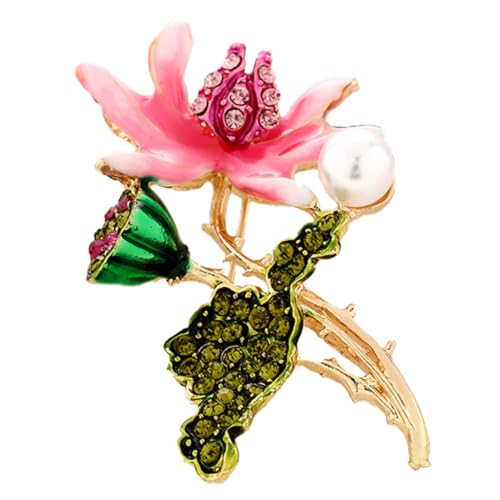 BESTYASH Lotus Blütenform Brosche Mit Perlen Und Strass Modische Anstecknadel Für Damenbekleidung Elegantes Kleidungsaccessoire Kragen Pin Shirt Brosche Vielseitige Dekoration von BESTYASH