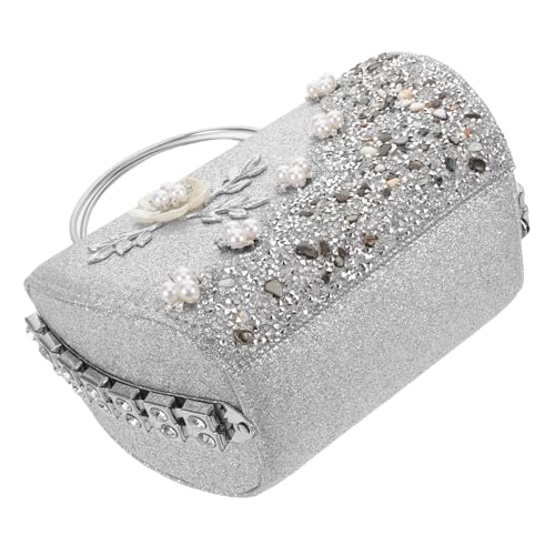 BESTYASH Luxuriöse Clutch mit Metallblumen Funkelnde Strass Abendtasche für Damen Stilvolle Hochzeitstasche mit Stil Glamouröse Handtasche für Festliche Anlässe von BESTYASH