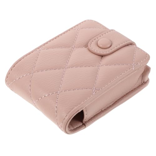 BESTYASH Luxuriöse Damen Lippenstift Tasche mit Gestepptem Design Kompakte Mini Make-up Tasche mit Spiegel Kleine Kosmetiktasche für Reisen und Alltag Stilvolle Schminktasche in Rosa von BESTYASH