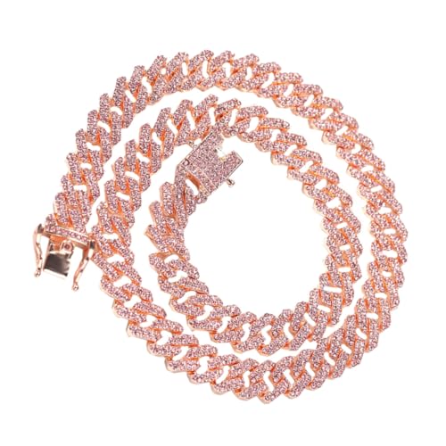 BESTYASH Männer Halskette Roségoldfarbenem Legierungs mit Funkelndem Zirkonia Hippe Cubakette im Punk Stil Modisches Schmuckstück für Herren von BESTYASH