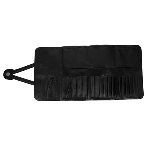 BESTYASH Make Up Pinsel Organizer PU Material Rollbar mit Bindegurt Fächer Makeup Brush Roll Organizer Reisetasche für Schminkpinsel Langlebig und Praktisch Schwarz ohne Logo von BESTYASH