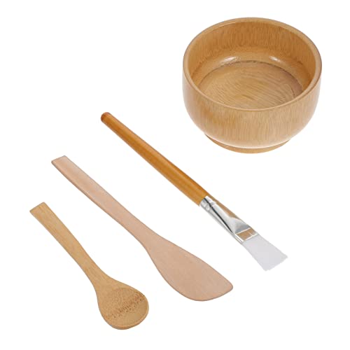 BESTYASH Gesichtsmaske Mischschale Aus Holz Pinsel Cutter Und Löffel Für Diy Maskenherstellung Zu Hause Leicht Zu Reinigen Und Tragbar von BESTYASH