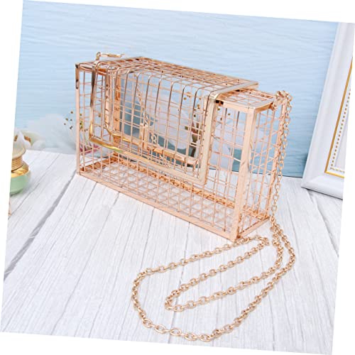 BESTYASH Metal Clutch Abendtasche Damen Hohlbox mit Kettenriemen Leichte Umhängetasche für Sommer Geometrisches Design Geeignet für Party Prom und Besondere Anlässe Goldfarben von BESTYASH