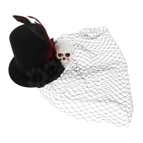 BESTYASH Mini-teeparty-hüte Haarschmuck Kopfbedeckung Für Halloween Kleiner Fascinator-hut Schwarzer Schleier Haarspange Mit Ornament Und Netzschleier von BESTYASH