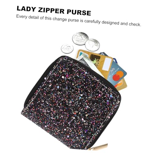 BESTYASH Modische Damen Geldbörse Kurz mit Zipper Kleine Glitzernde Münztasche Leichter und Langlebiger Mini Portemonnaie für Alltag und Reise Silberfarben Einzigartiges Design von BESTYASH